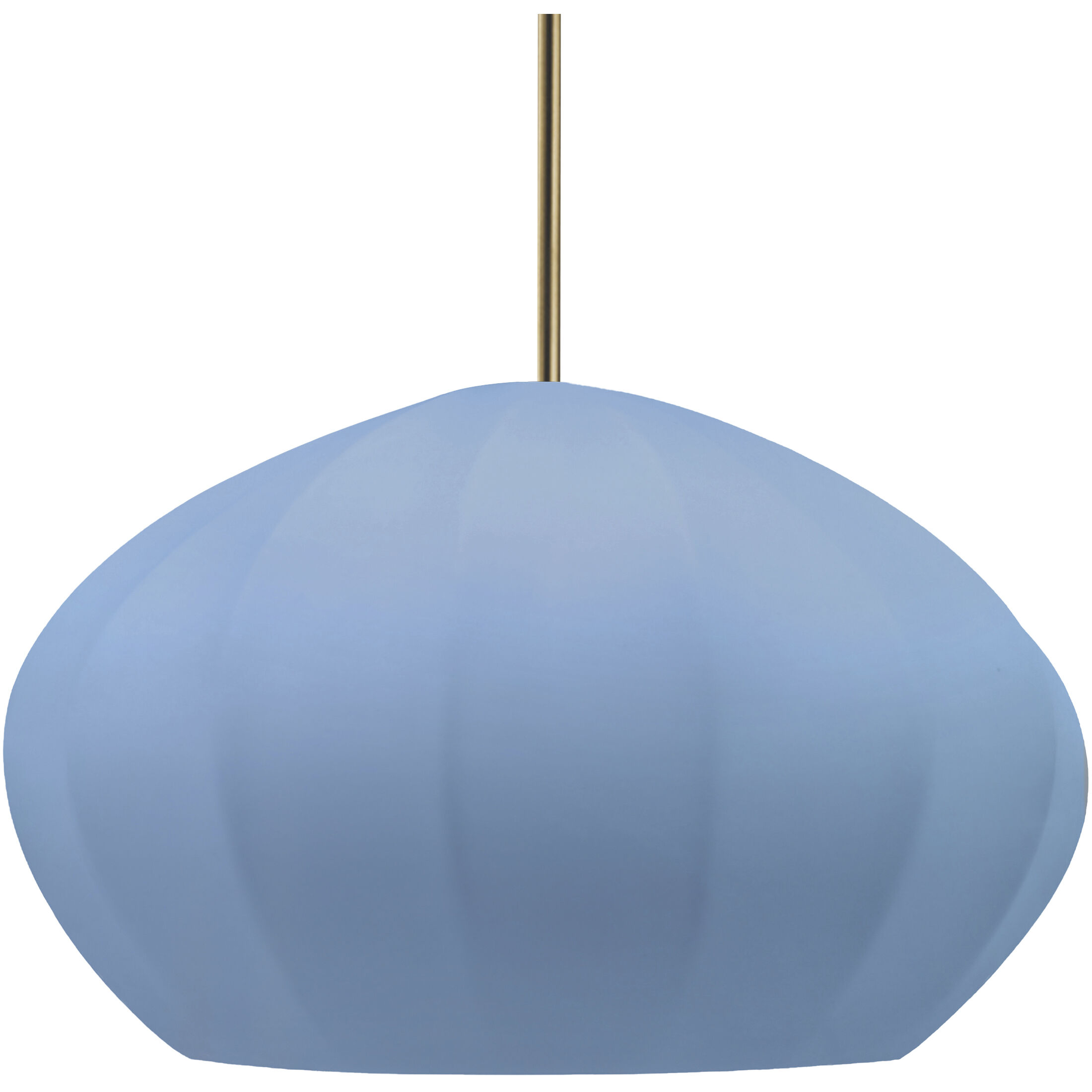Radiance Collection - Fluted Pendant Ceiling Light in Antique Brass, Replaceable Bulb, Rigid Stem, Sky Blue, Form+Finish+Function