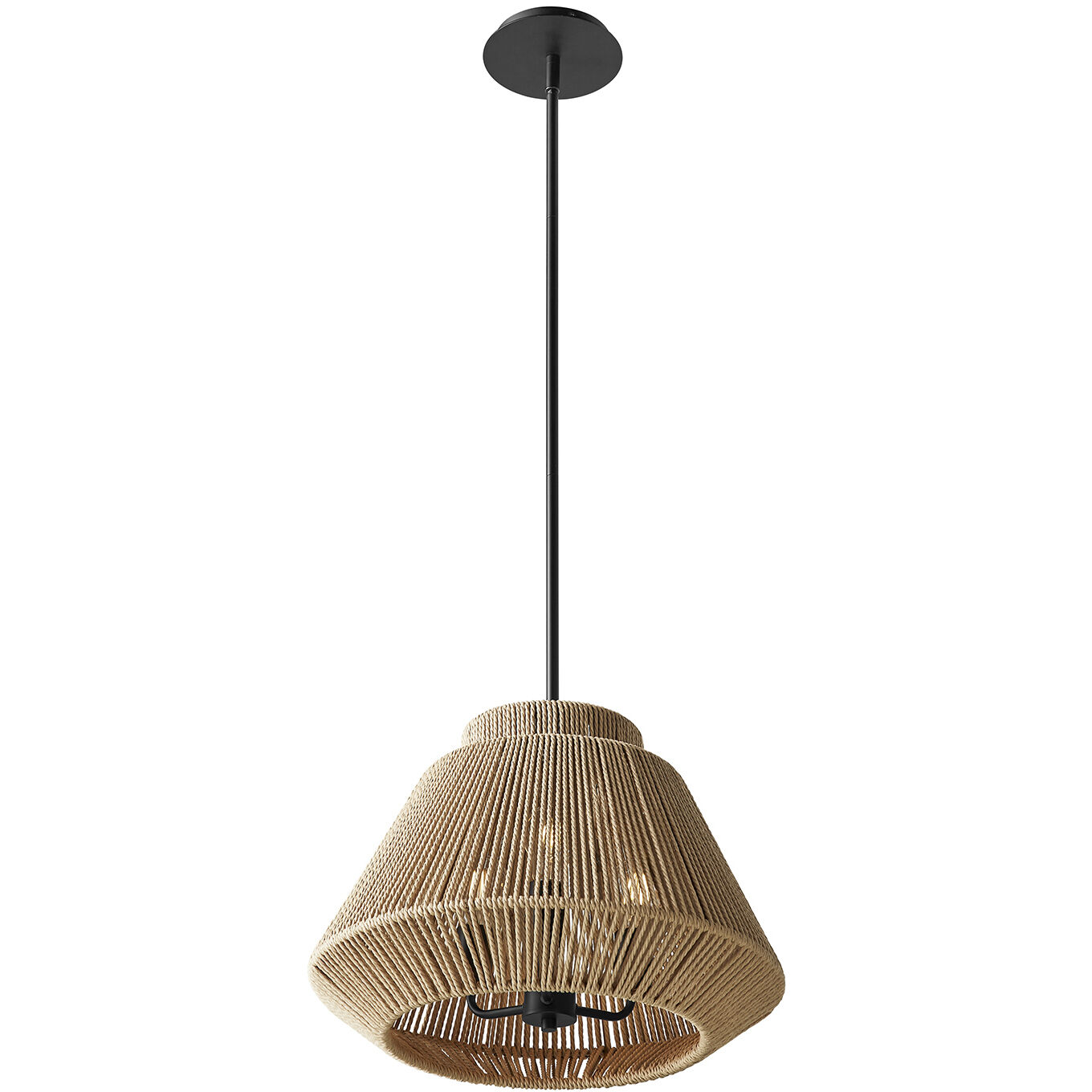 Eco LED 18 inch Matte Black Pendant Ceiling Light in Natural