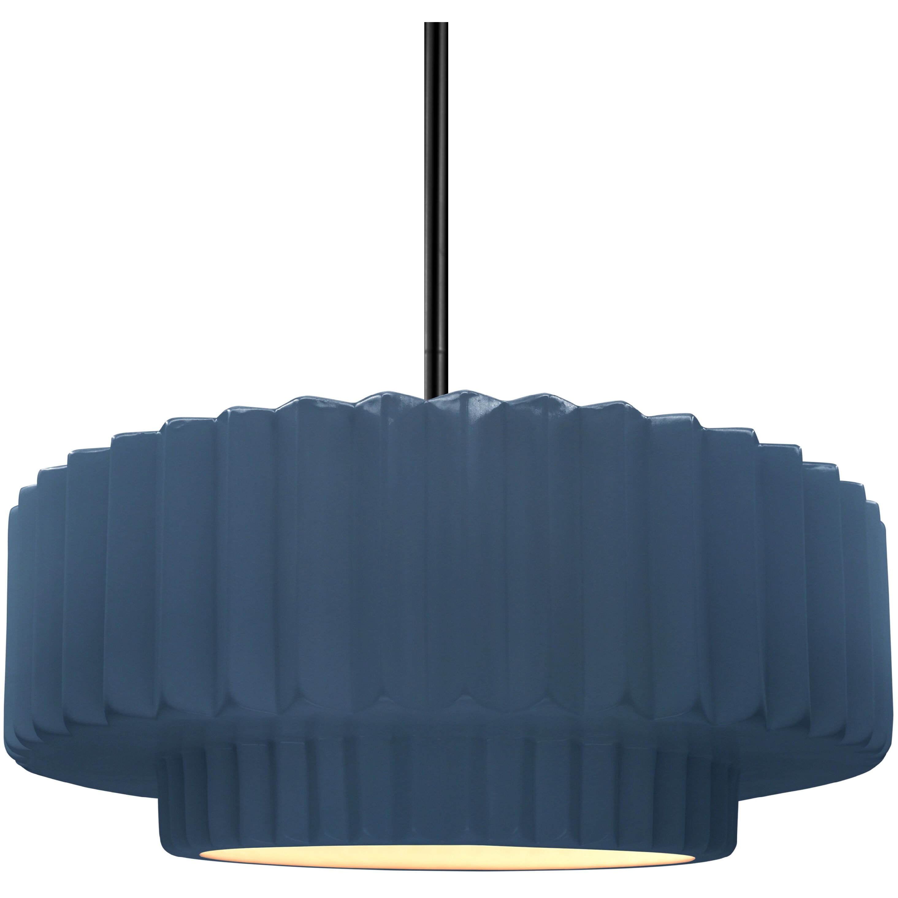 Radiance Collection - Pleated Tier Pendant Ceiling Light in Matte Black, Dedicated LED, Black Cord, Midnight Sky, 14.5W x 5.25H, Form+Finish+Function
