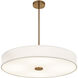 Textile Collection - Genova Family 36 inch Brushed Brass and White Linen Semi-Flush Ceiling Light in 36" D x 36" W x 9.5" H, EVOLV