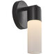 Fusion Collection - Cellini Family 4.5 inch Matte Black and Ribbed Opal ADA Wall Sconce Wall Light, EVOLV