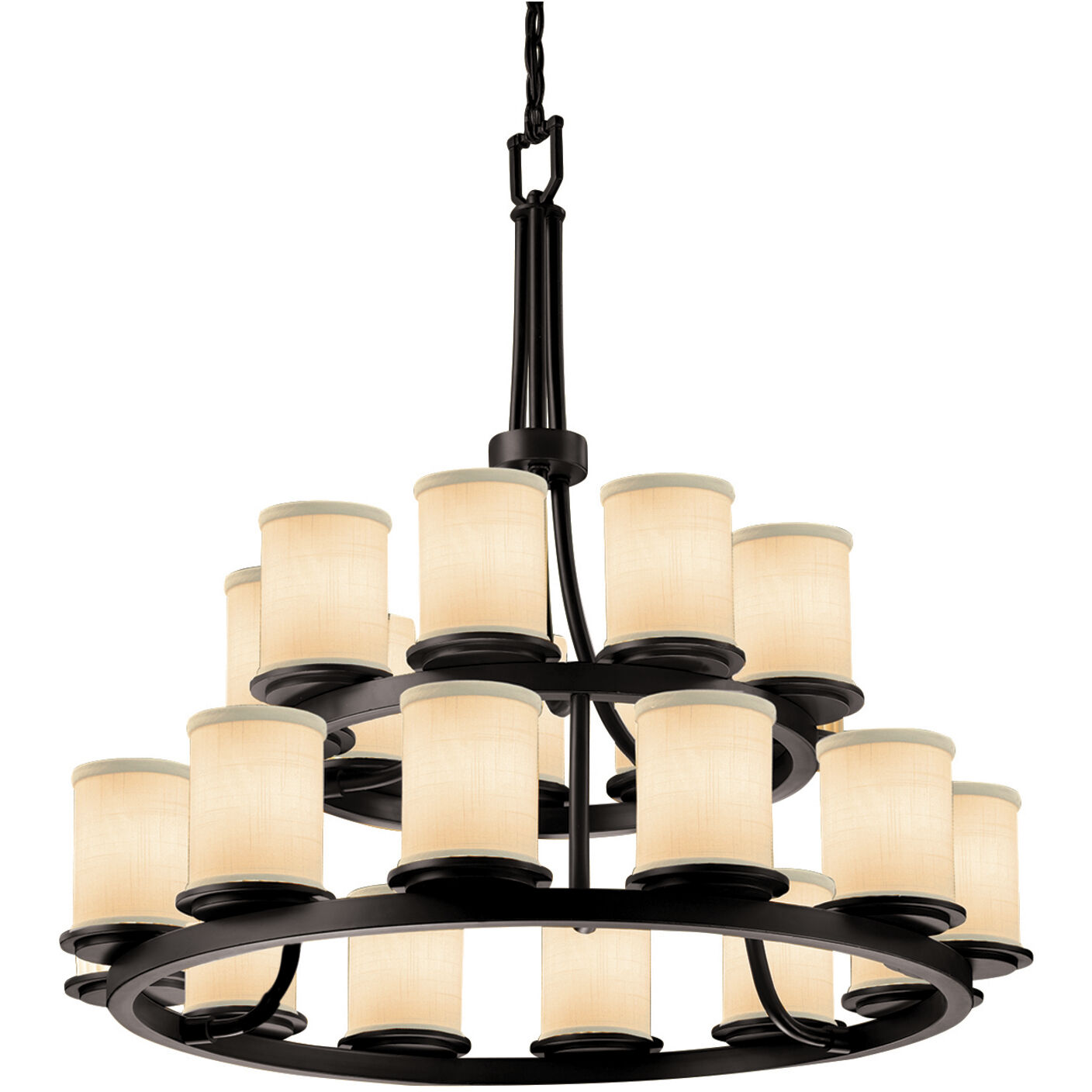 Textile LED 33 inch Matte Black Chandelier Ceiling Light in Cream, 14700 Lm LED