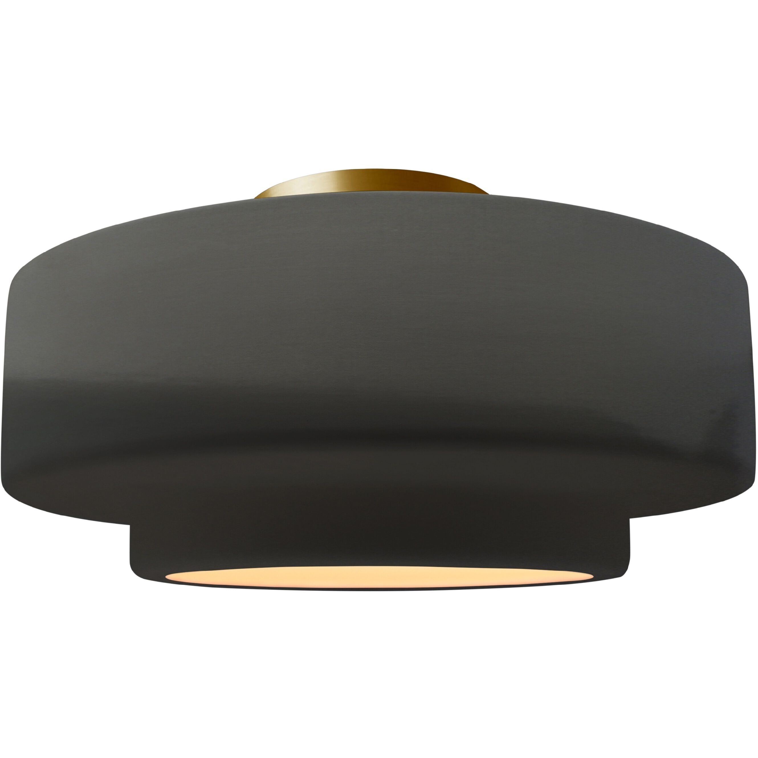 Radiance Collection - Tier 1 Light 16.5 inch Gloss Grey and Brushed Brass Semi-Flush Ceiling Light in Replaceable Bulb, Gloss Gray, 16.5W x 8H, Form+Finish+Function