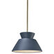 Radiance Collection LED 11 inch Midnight Sky and Matte White with Antique Brass Pendant Ceiling Light