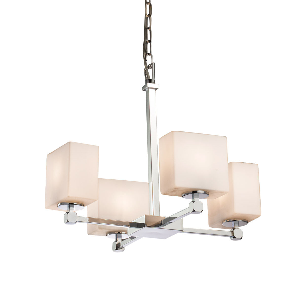 Fusion 5 Light 20.25 inch Polished Chrome Chandelier Ceiling Light in Rectangle, Incandescent, Opal Fusion