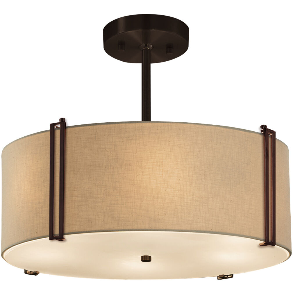 Textile 2 Light 14.5 inch Dark Bronze Pendant Ceiling Light in Cream, Incandescent