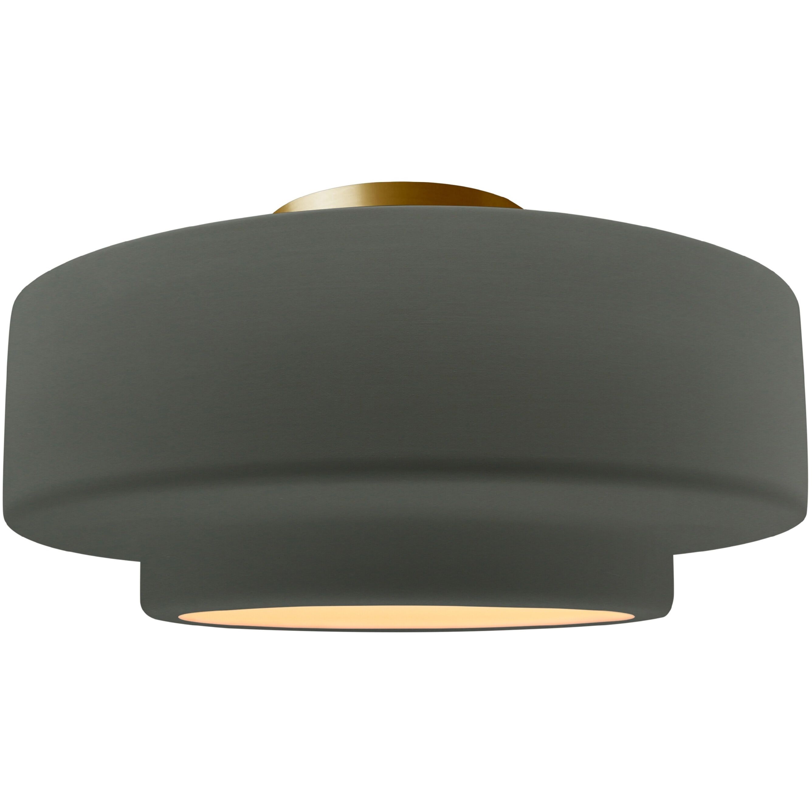 Radiance Collection - Tier 1 Light 16.5 inch Pewter Green and Brushed Brass Semi-Flush Ceiling Light in Replaceable Bulb, 16.5W x 8H, Form+Finish+Function