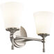 Fusion Collection - Tulsi Family 2 Light 15 inch Brushed Nickel and Opal Bath Bar Wall Light, EVOLV