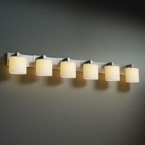 Candlearia 6 Light 55.5 inch Dark Bronze Bath Bar Wall Light in Cream (CandleAria), Cylinder with Flat Rim, Incandescent