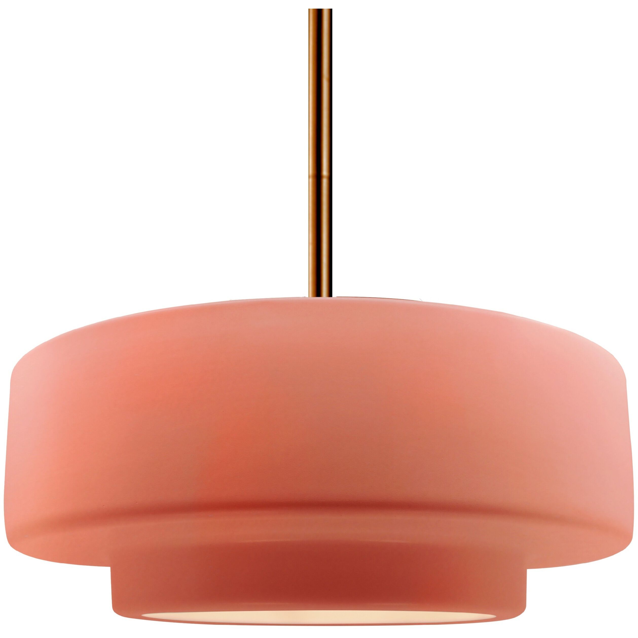 Radiance Collection - Tier Pendant Ceiling Light in Brushed Brass, Black Cord, Replaceable Bulb, Gloss Blush, 14.5W x 5.25H, Form+Finish+Function
