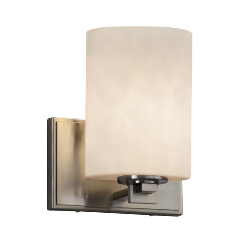 Clouds Wall Sconce Wall Light in Brushed Nickel, Cylinder with Flat Rim, Incandescent