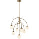 Fusion Collection - Noho Family 7 Light 25 inch Brushed Brass and Etched Opal Chandelier Ceiling Light in 25" D x 25" W x 28.25" H, EVOLV