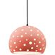 Perforated Globe Pendant Ceiling Light in Matte Black, Dedicated LED, Black Cord, Gloss Blush, 10W x 7.75H, Form+Finish+Function