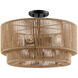 Eco Collection - Milos Family 4 Light 18 inch Matte Black and Natural Semi-Flush Ceiling Light in 18" D x 18" W x 11" H, EVOLV
