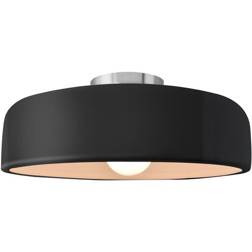 Radiance 1 Light 16 inch Gloss Black and Matte White and Brushed Nickel Semi Flush Ceiling Light