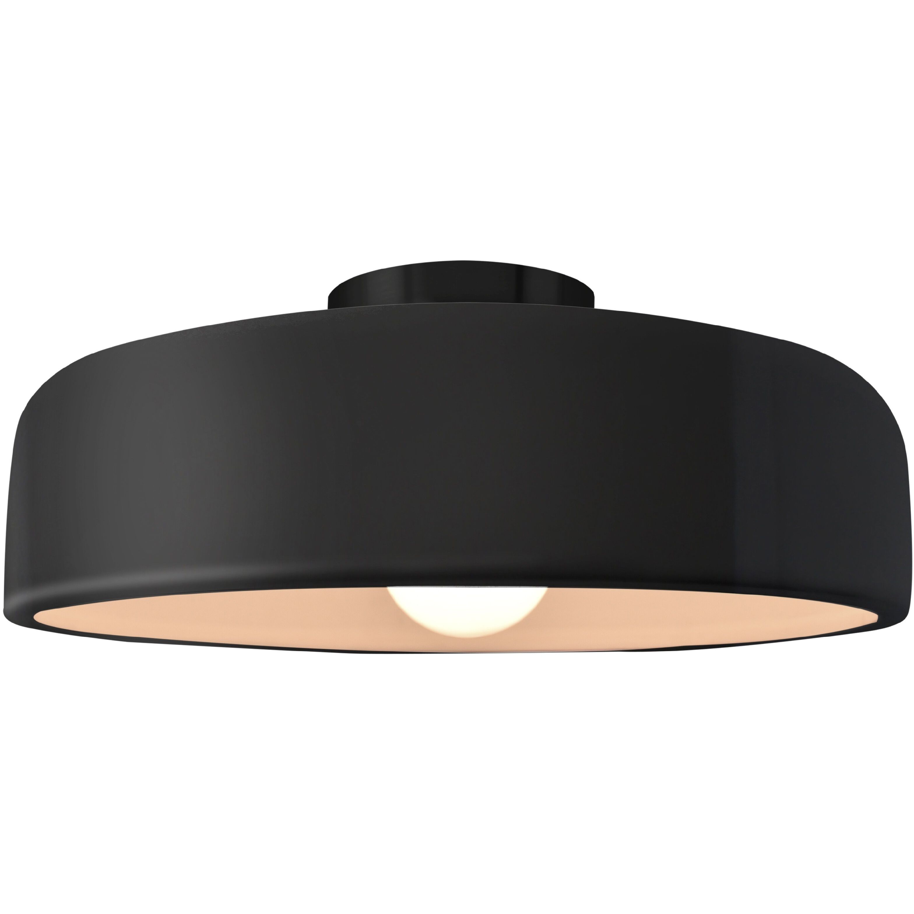 Radiance Collection - Spire 1 Light 16 inch Gloss Black and Matte White and Matte Black Semi-Flush Ceiling Light in Replaceable Bulb, Gloss Black/Matte White, 16W x 6.5H, Form+Finish+Function