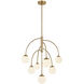 Fusion Collection - Noho Family 7 Light 25 inch Brushed Brass and Etched Opal Chandelier Ceiling Light in 25" D x 25" W x 28.25" H, EVOLV