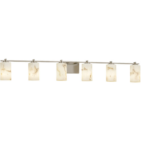 Lumenaria 6 Light 54 inch Brushed Nickel Bath Bar Wall Light in Cylinder with Flat Rim, Incandescent