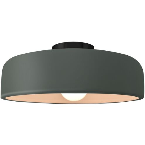 Radiance 1 Light 16 inch Pewter Green and Matte Black Semi Flush Ceiling Light