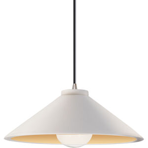Radiance Collection 1 Light 12 inch Matte White and Champagne Gold with Brushed Nickel Pendant Ceiling Light