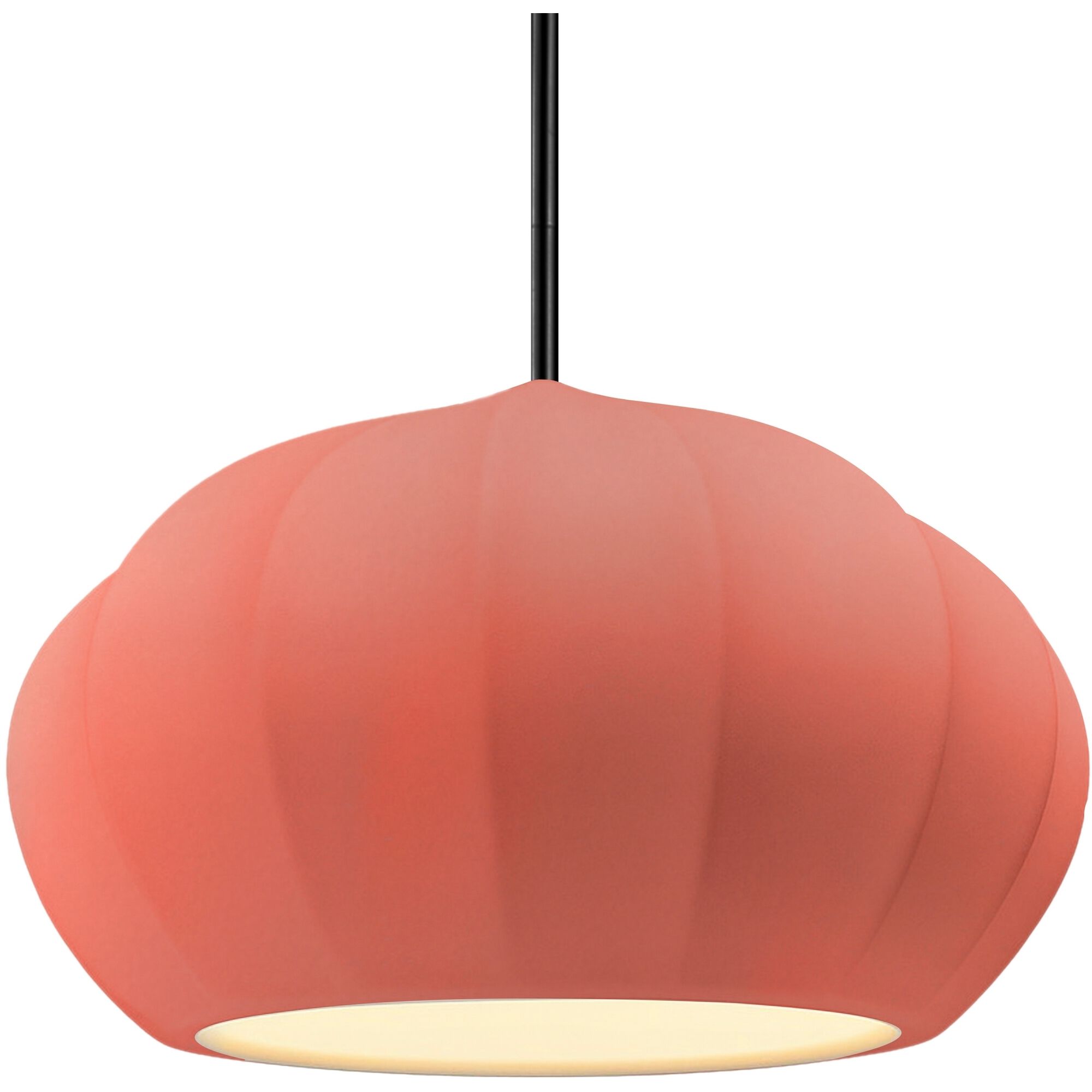 Radiance Collection - Fluted Pendant Ceiling Light in Matte Black, Dedicated LED, Rigid Stem, Gloss Blush, Form+Finish+Function