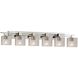 Fusion 6 Light 56 inch Brushed Nickel Bath Bar Wall Light in Rectangle, Incandescent, Seeded Fusion, Rectangle