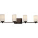 Limoges 4 Light 34 inch Dark Bronze Vanity Light Wall Light in Waterfall, Cylinder with Flat Rim, Incandescent
