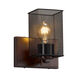Wire Mesh 1 Light 7 inch Brushed Nickel Wall Sconce Wall Light in Cylinder with Flat Rim, Era