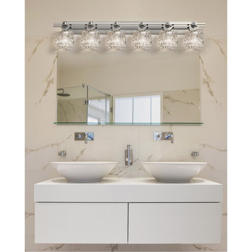 Argyle 6 Light 59 inch Brushed Nickel Vanity Light Wall Light in Lace (Veneto Luce), Oval, Incandescent