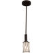 Wire Glass 1 Light 4 inch Dark Bronze Pendant Ceiling Light in Grid with Opal, Square with Flat Rim, Incandescent