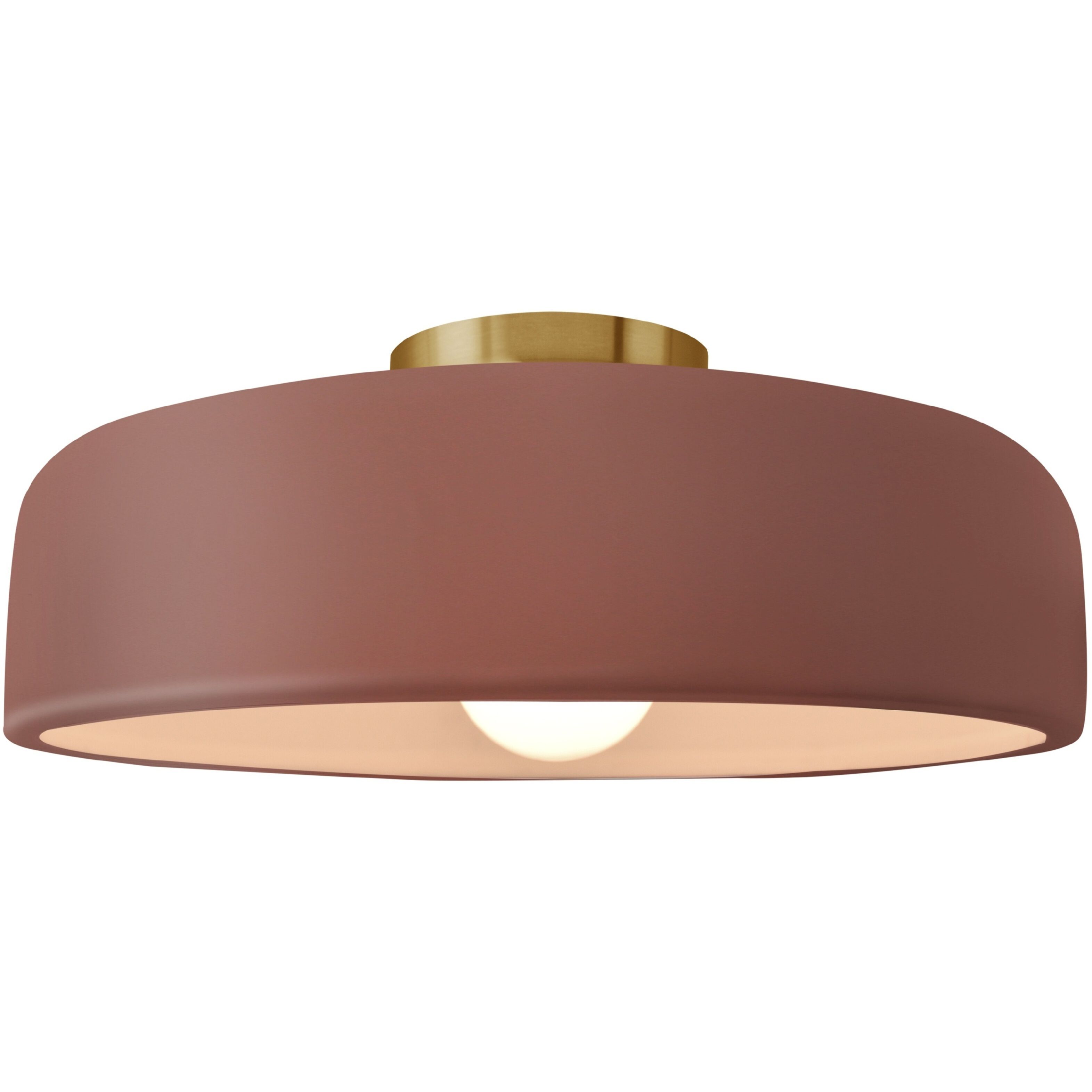 Radiance Collection - Spire LED 16 inch Canyon Clay and Brushed Brass Semi-Flush Ceiling Light in Dedicated LED, 16W x 6.5H, Form+Finish+Function