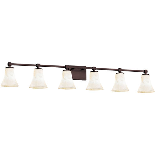 Alabaster Rocks 6 Light 50.5 inch Dark Bronze Vanity Light Wall Light in LED, Round Flared