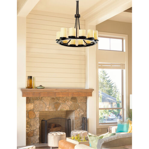 Candlearia 12 Light 28 inch Dark Bronze Chandelier Ceiling Light in Cream (CandleAria), Cylinder with Flat Rim, Incandescent