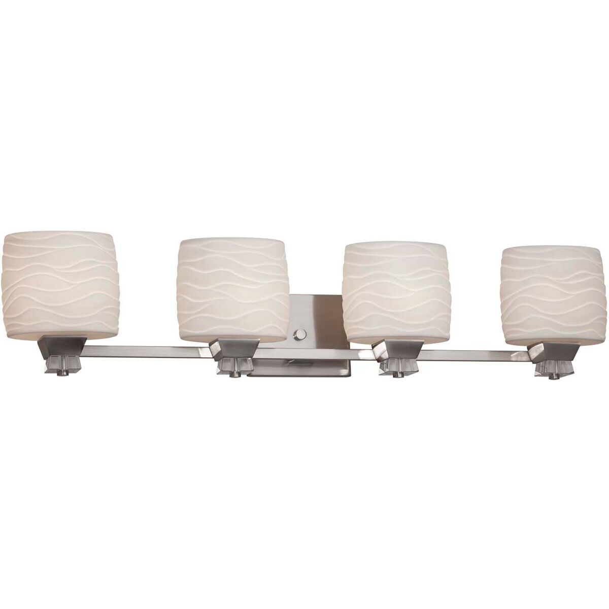 Limoges 4 Light 35 inch Brushed Nickel Bath Bar Wall Light in Pleats, Oval, Incandescent