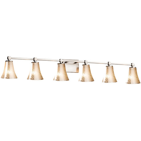 Fusion 6 Light 50.5 inch Brushed Nickel Vanity Light Wall Light in Round Flared, Incandescent, Mercury Fusion