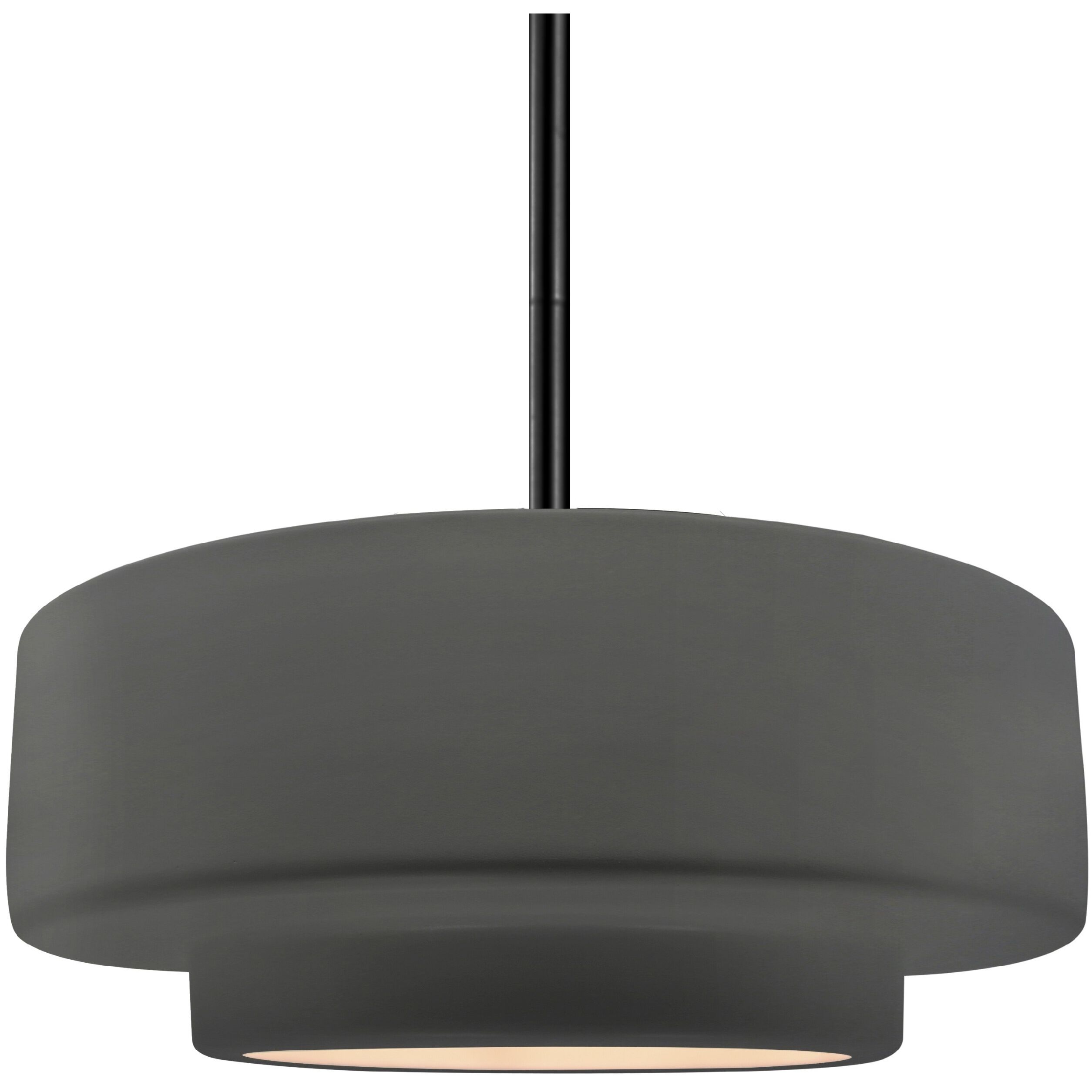 Radiance Collection - Tier Pendant Ceiling Light in Matte Black, Black Cord, Replaceable Bulb, Gloss Gray, 14.5W x 5.25H, Form+Finish+Function
