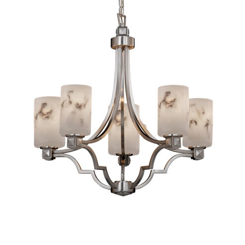 Lumenaria 5 Light 28 inch Brushed Nickel Chandelier Ceiling Light in Oval, Incandescent