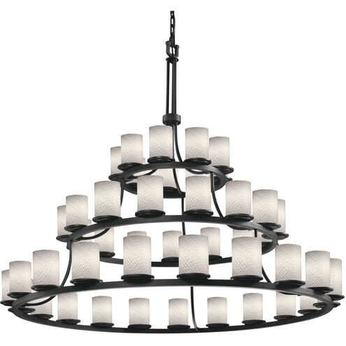 Fusion 45 Light 60 inch Matte Black Chandelier Ceiling Light in Weave, Incandescent