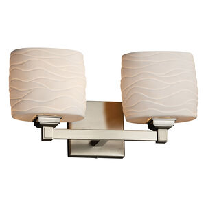 Limoges Collection 2 Light 15.5 inch Brushed Nickel Vanity Light Wall Light in Waves, Oval, Incandescent