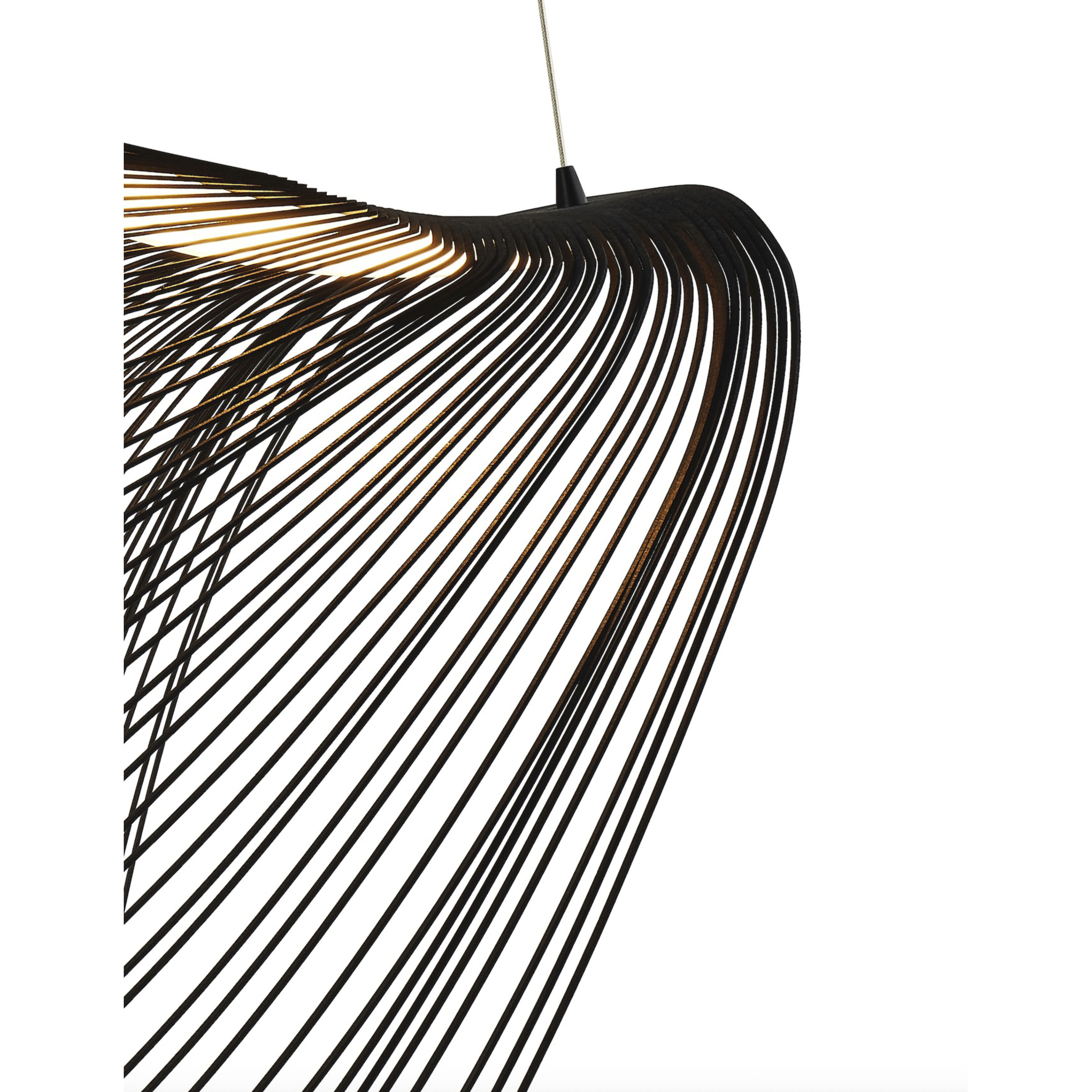 Eco Collection - Madera Family 23.75 inch Matte Black Pendant Ceiling Light in Black Wood, EVOLV