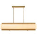 Textile Collection - Narberth Family 5 Light 44 inch Brushed Brass and Cream Linen Linear Pendant Ceiling Light, EVOLV