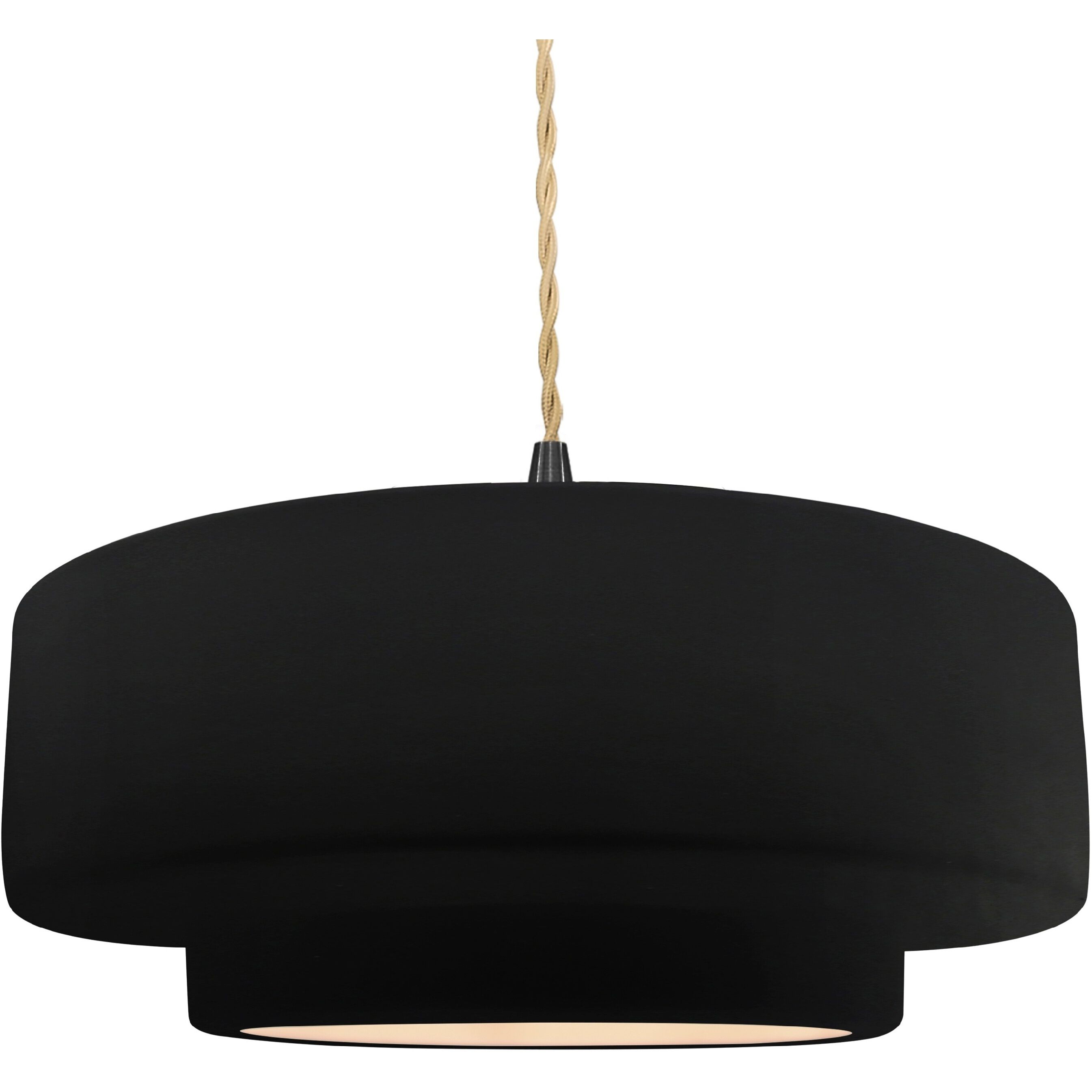 Radiance Collection - Tier Pendant Ceiling Light in Matte Black, Dedicated LED, Beige Twist Cord, Carbon Matte Black, 16.25W x 6H, Form+Finish+Function