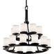 Textile 21 Light 33 inch Matte Black Chandelier Ceiling Light in White, Incandescent