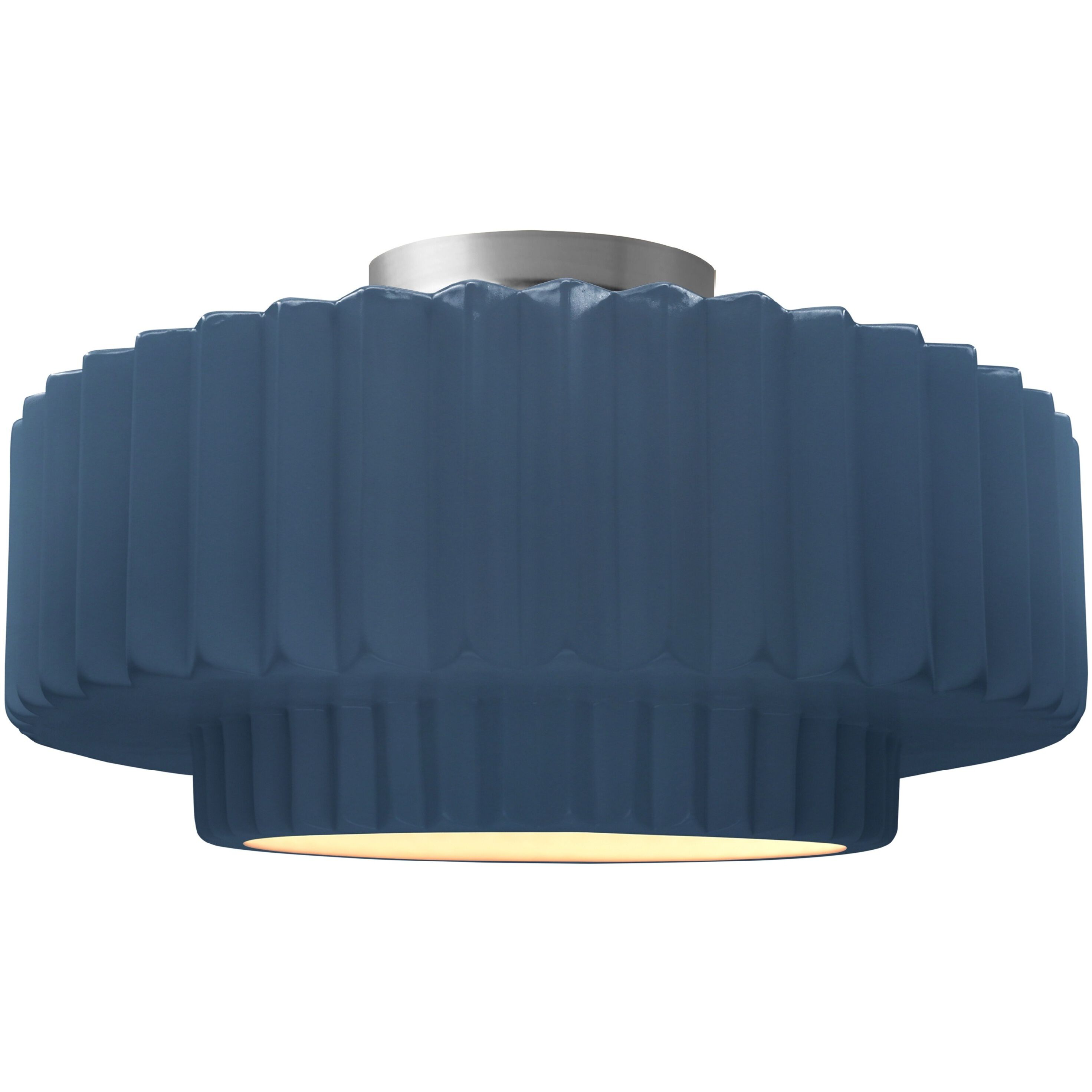 Radiance Collection - Pleated Tier 1 Light 16.5 inch Midnight Sky and Matte White and Brushed Nickel Semi-Flush Ceiling Light in Replaceable Bulb, Midnight Sky/Matte White, 16.5W x 8H, Form+Finish+Function