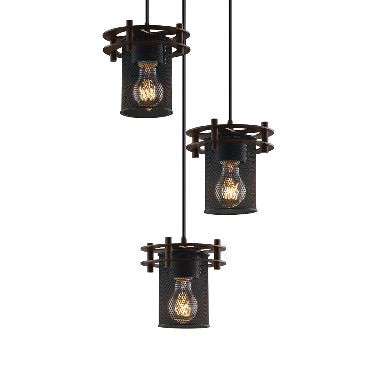 Circa 3 Light 7 inch Dark Bronze Pendant Ceiling Light in Cylinder with Flat Rim