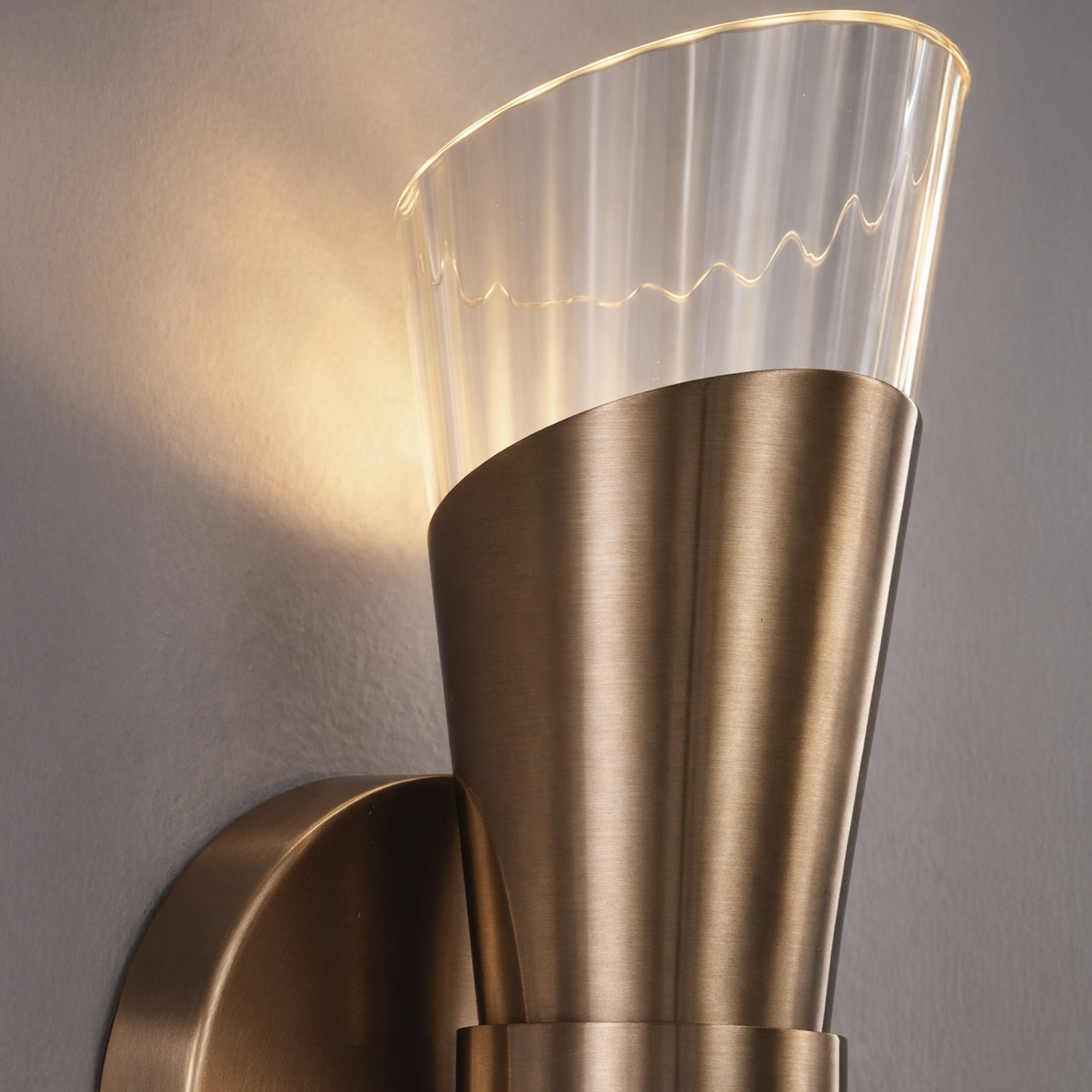 Fusion Collection - Lugano Family 4.75 inch Brushed Brass ADA Wall Sconce Wall Light, EVOLV