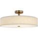 Textile Collection - Genova Family 24 inch Brushed Brass and Cream Linen Semi-Flush Ceiling Light in 24" D x 24" W x 10.25" H, EVOLV