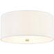 Textile Collection 3 Light 14 inch Brushed Nickel Flush Mount Ceiling Light in White, Classic Family