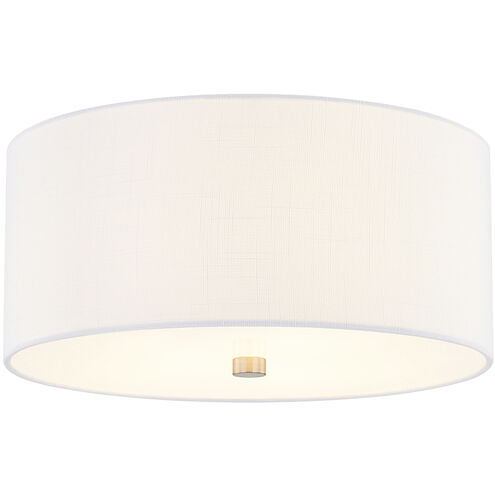 Textile Collection 3 Light 14 inch Brushed Nickel Flush Mount Ceiling Light in White, Classic Family