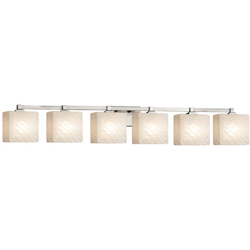 Fusion 6 Light 50.5 inch Brushed Nickel Vanity Light Wall Light in Rectangle, Incandescent, Weave Fusion